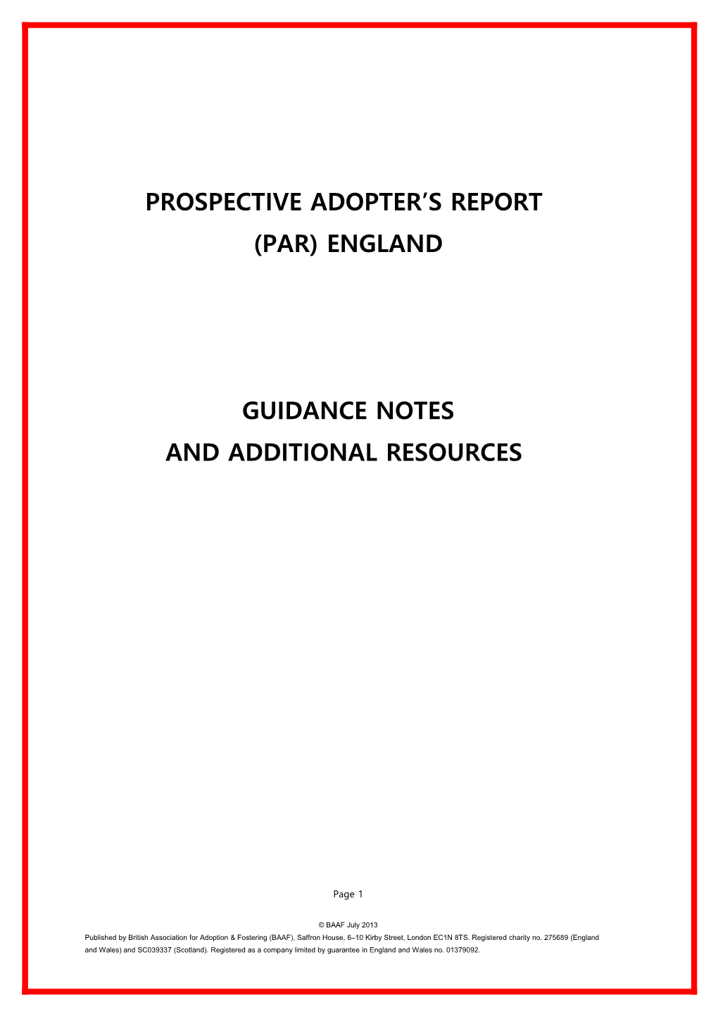 Prospective Adopter S Report