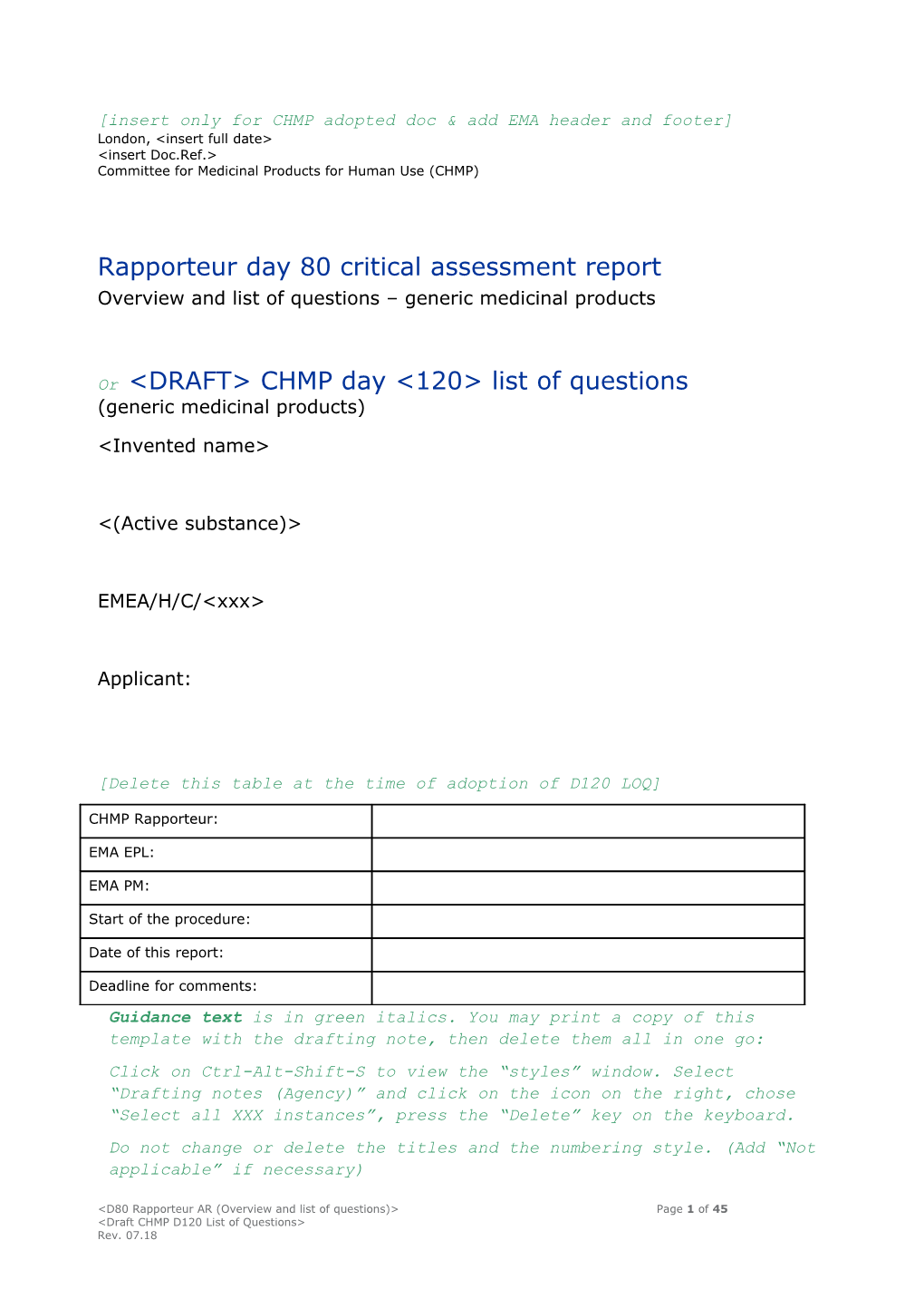 Generics - D80 Assessment Report Overview+D120 LOQ Template with Guidance Rev 07.18