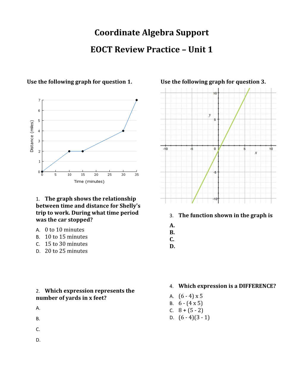 EOCT Review Practice Unit 1
