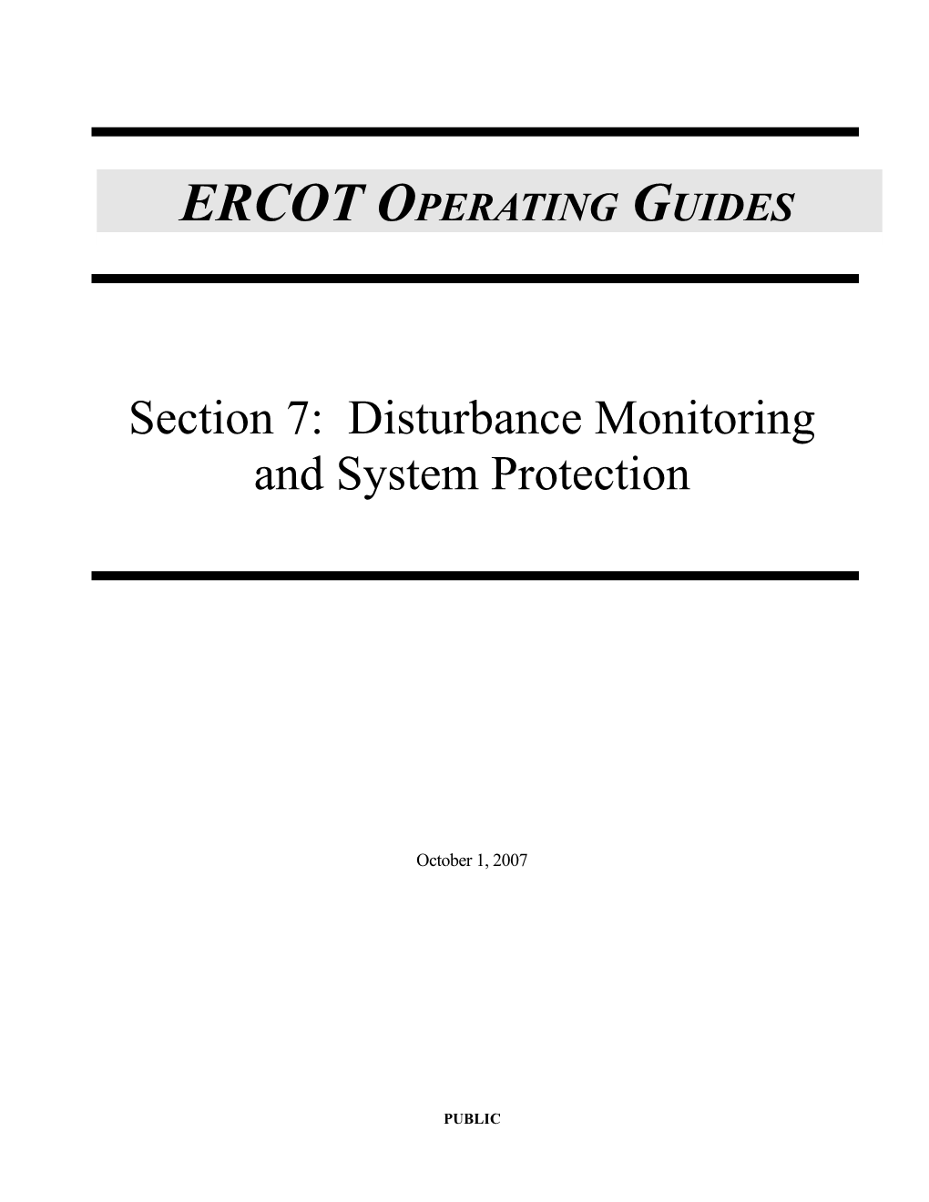 Section 7: Disturbance Monitoring and System Protection