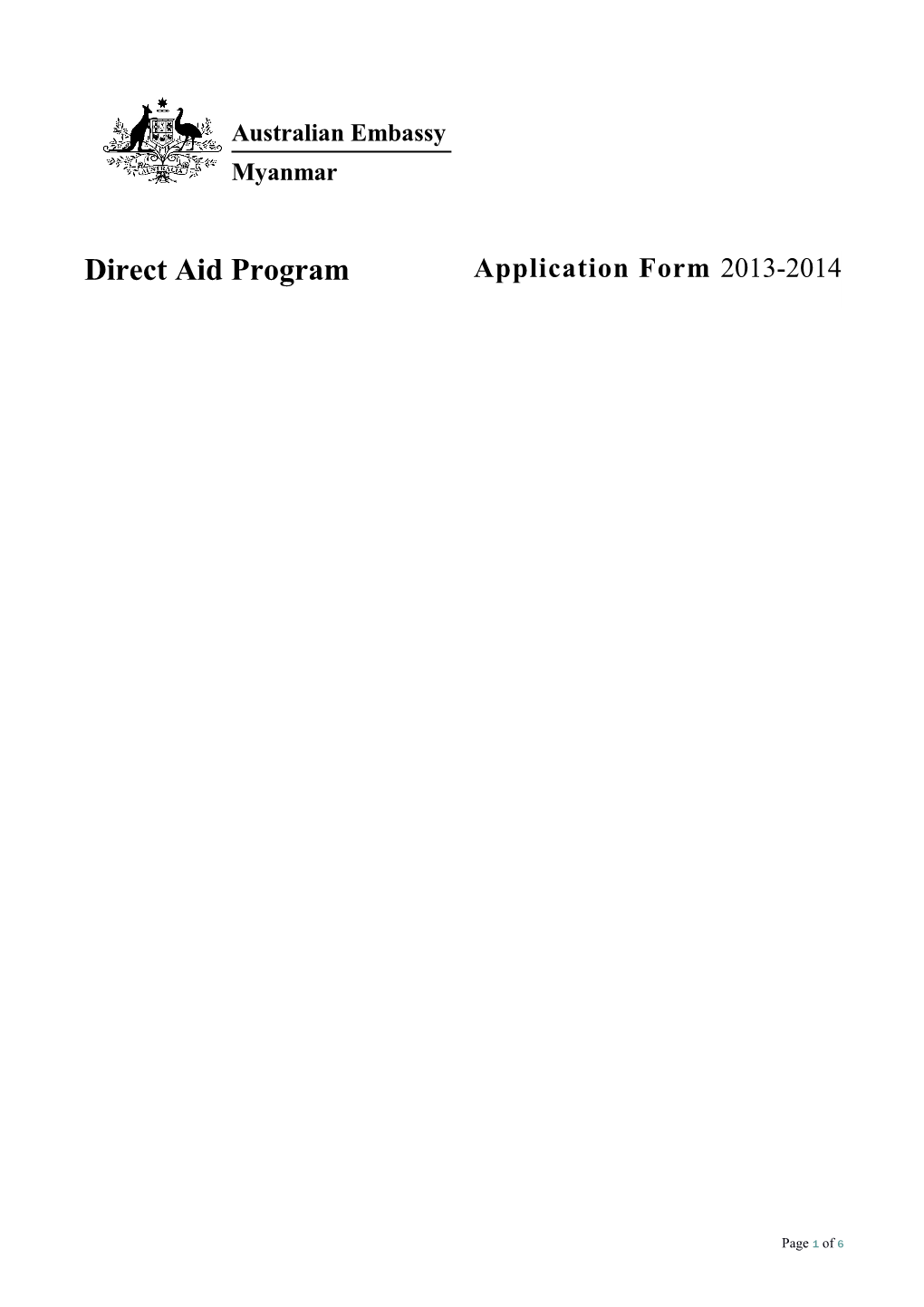 Australian Embassy Direct Aid Program Application