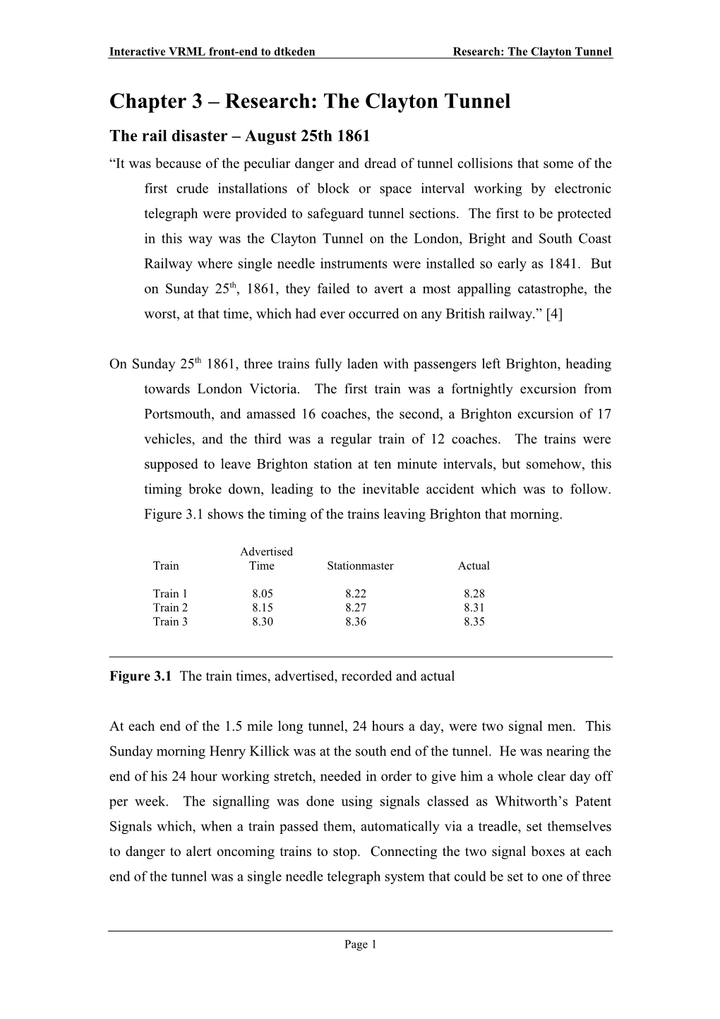 Chapter 3 Research: the Clayton Tunnel