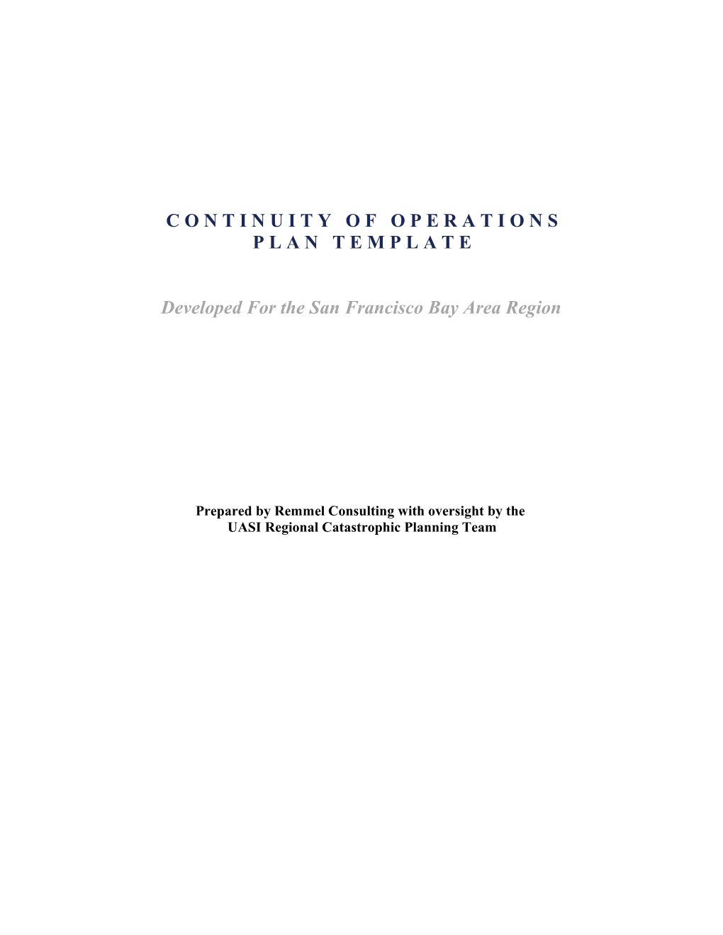Continuity of Operations Planning Handbook