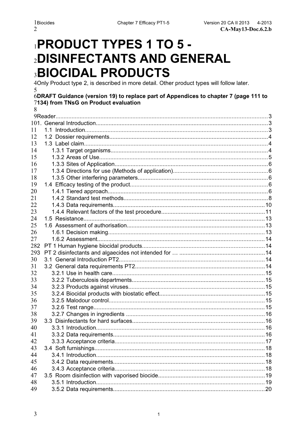 Product Types 1 to 5 - Disinfectants and General Biocidal Products