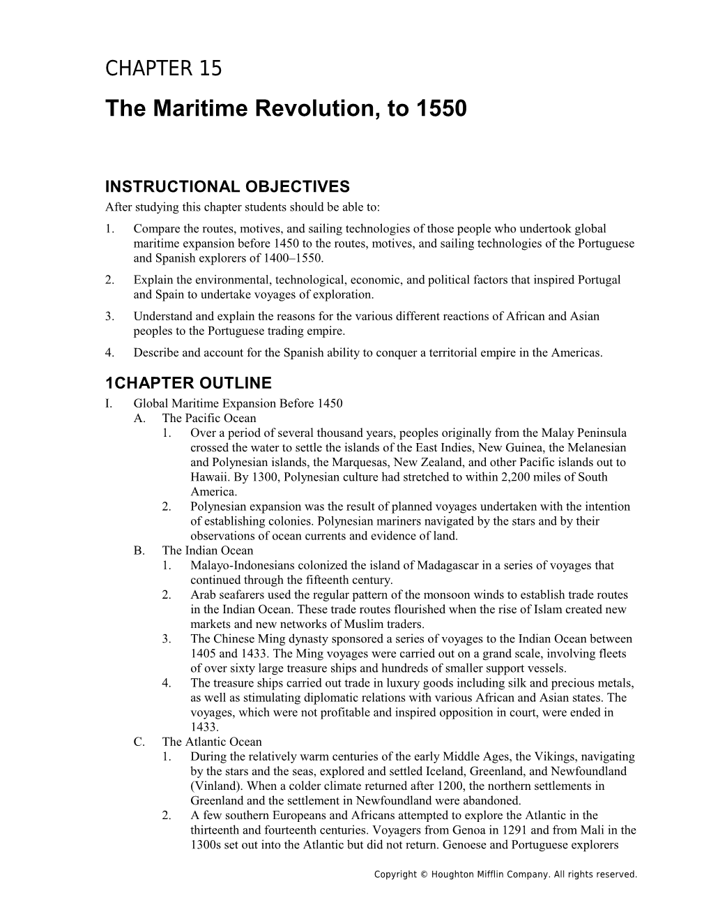 Chapter 16: the Maritime Revolution, to 1550 1