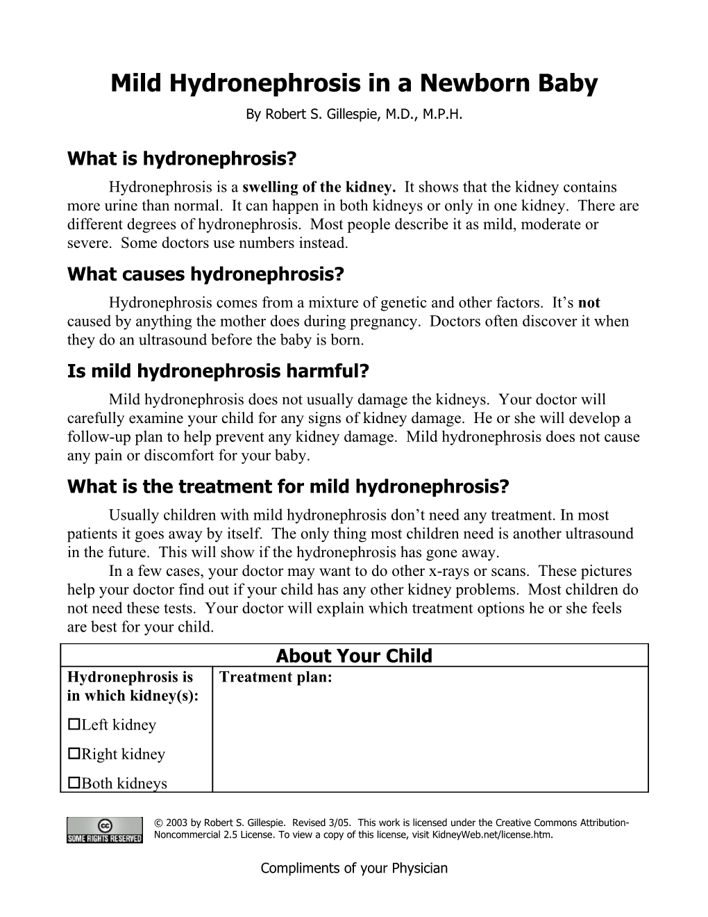 Mild Hydronephrosis in a Newborn Baby