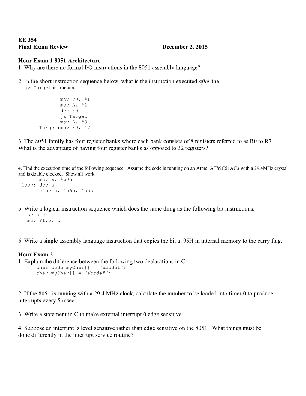 Final Exam Reviewdecember 2, 2015