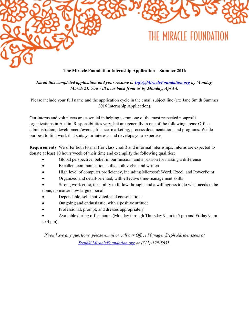 Intern Application (Spring 2014)