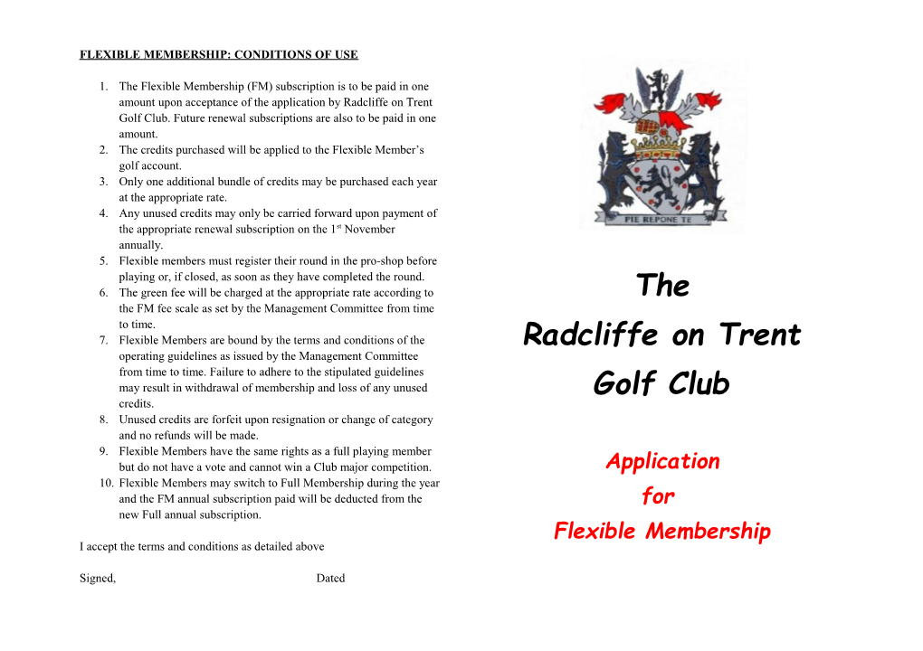 Flexible Membership: Conditions of Use