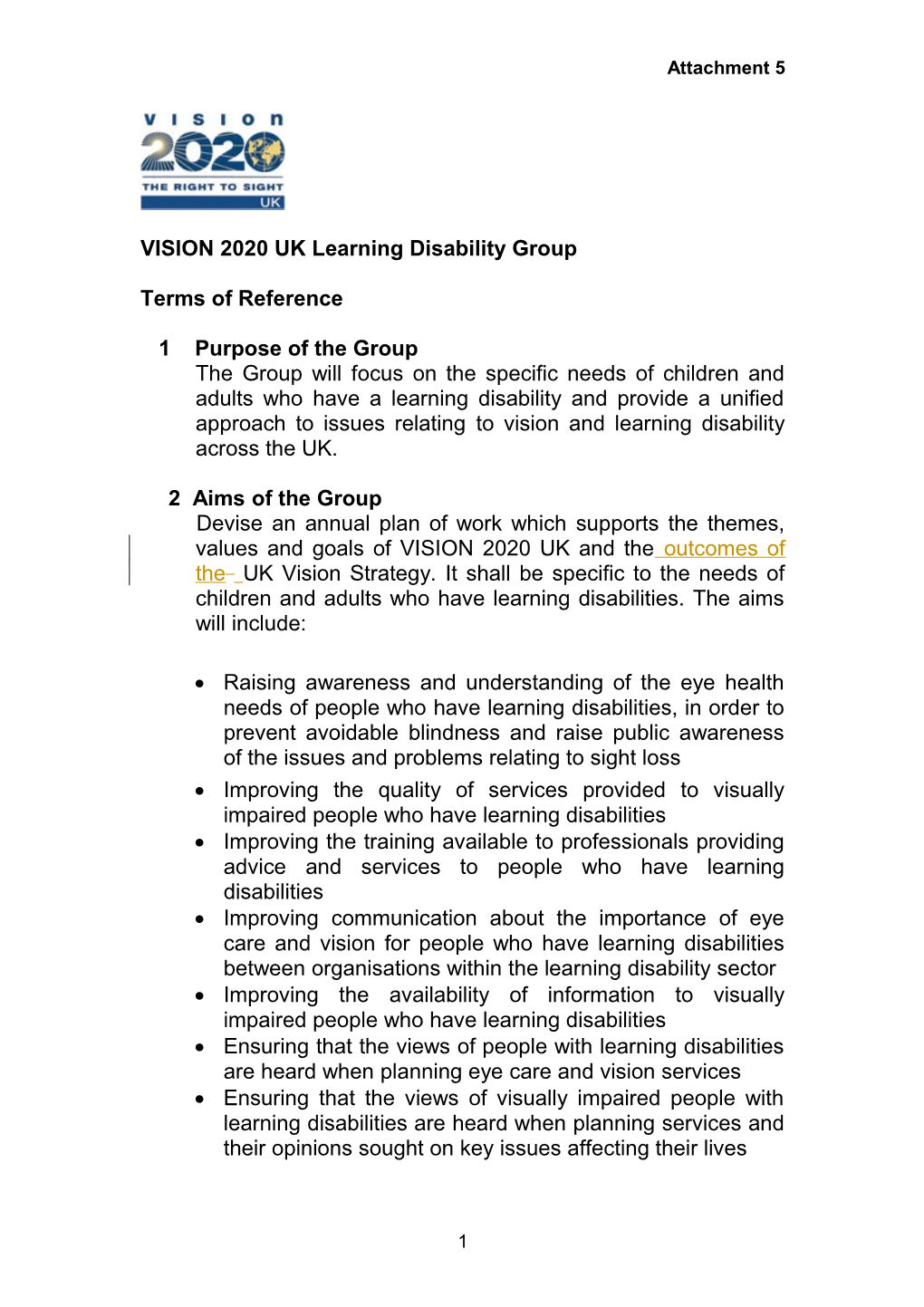 VISION 2020 UK Learning Disability Group