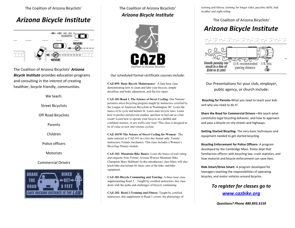 The Coalition of Arizona Bicyclists