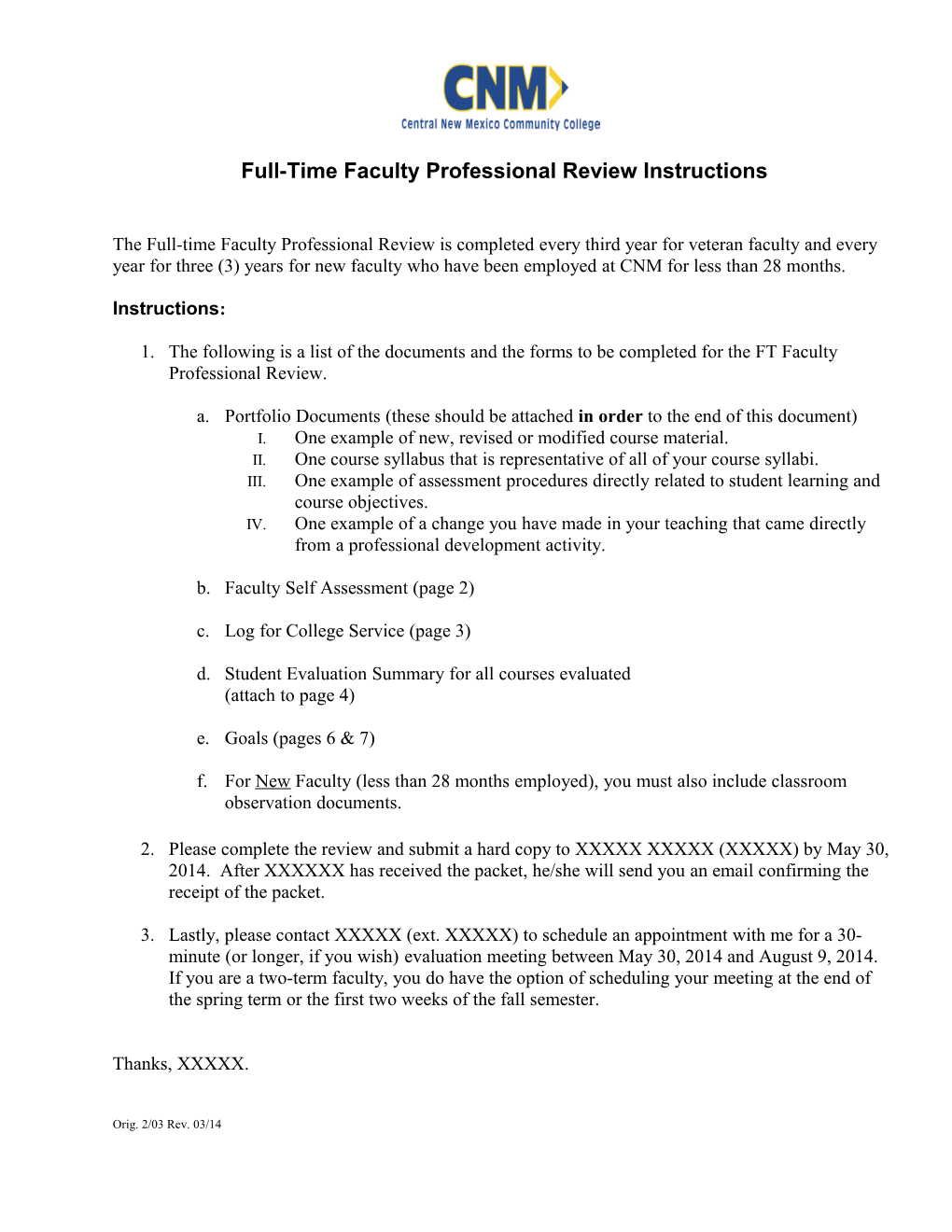 Full-Time Faculty Professional Review