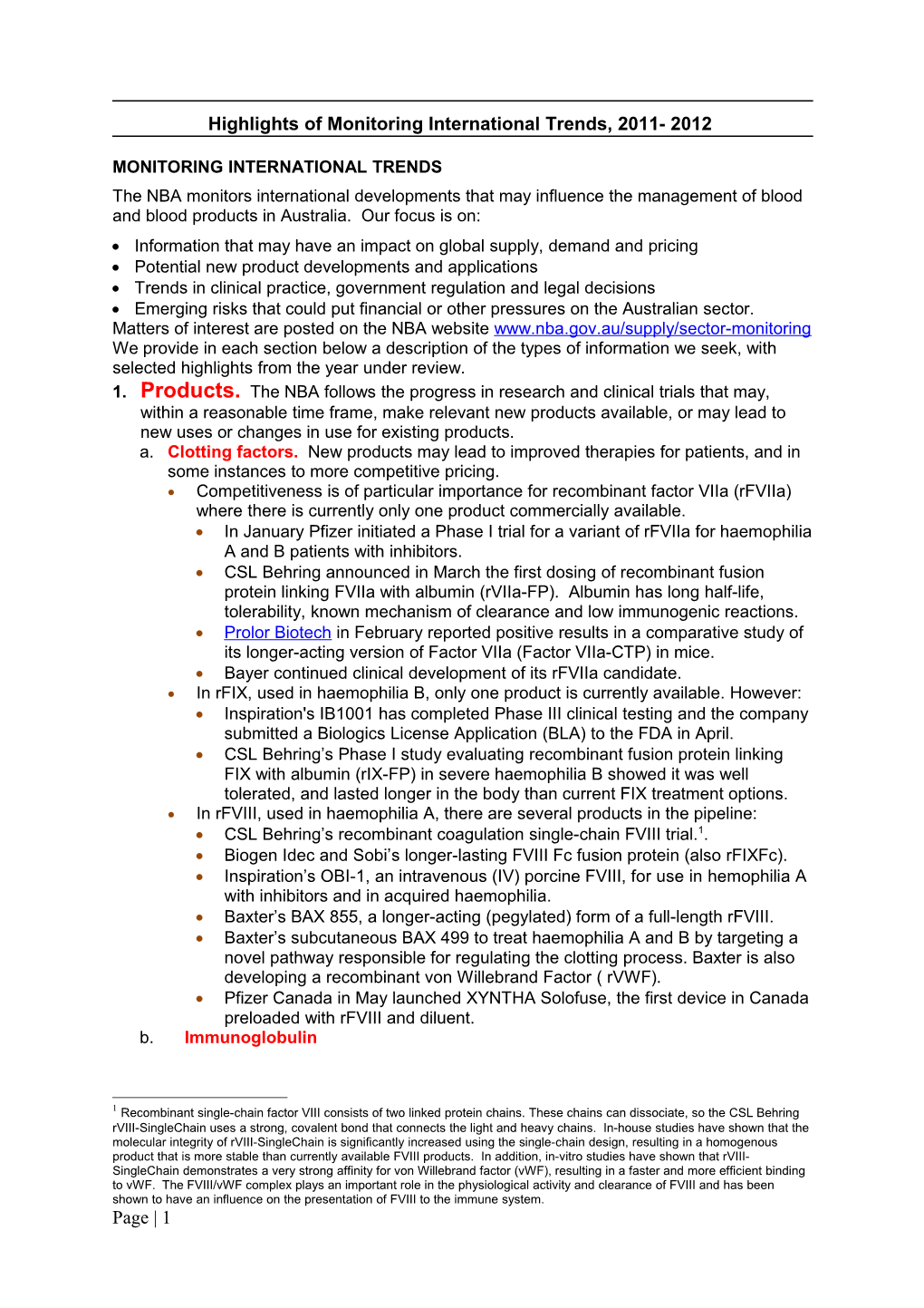 NBA - Highlights of Monitoring International Trends 2011- 2012