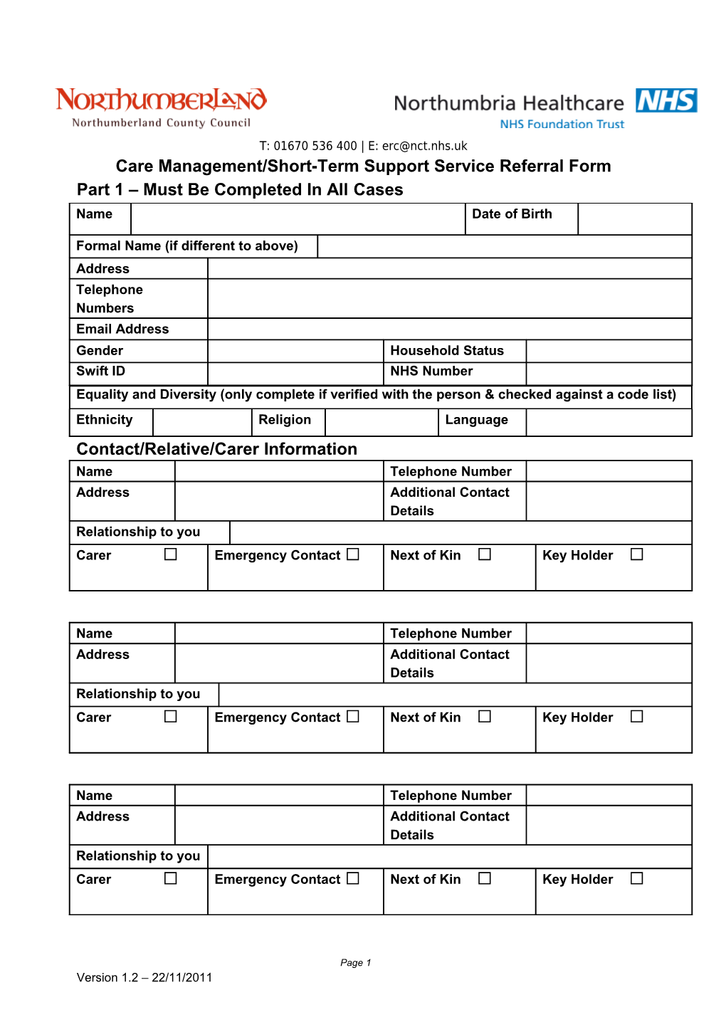 Care Management/Short-Term Support Service Referral Form