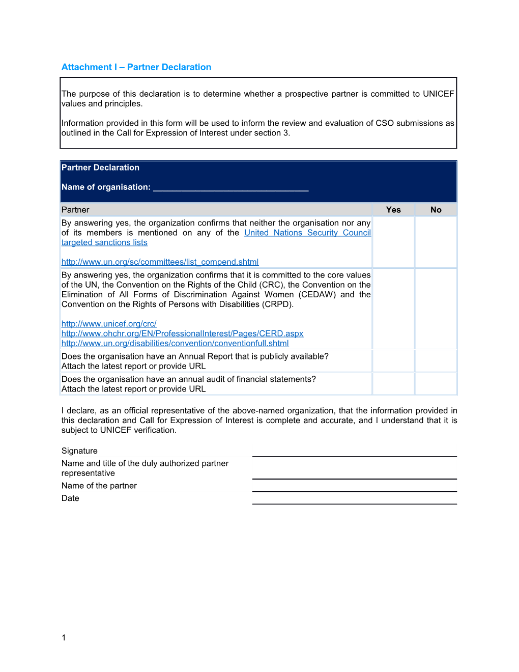 Attachment II CSO Identification Profile