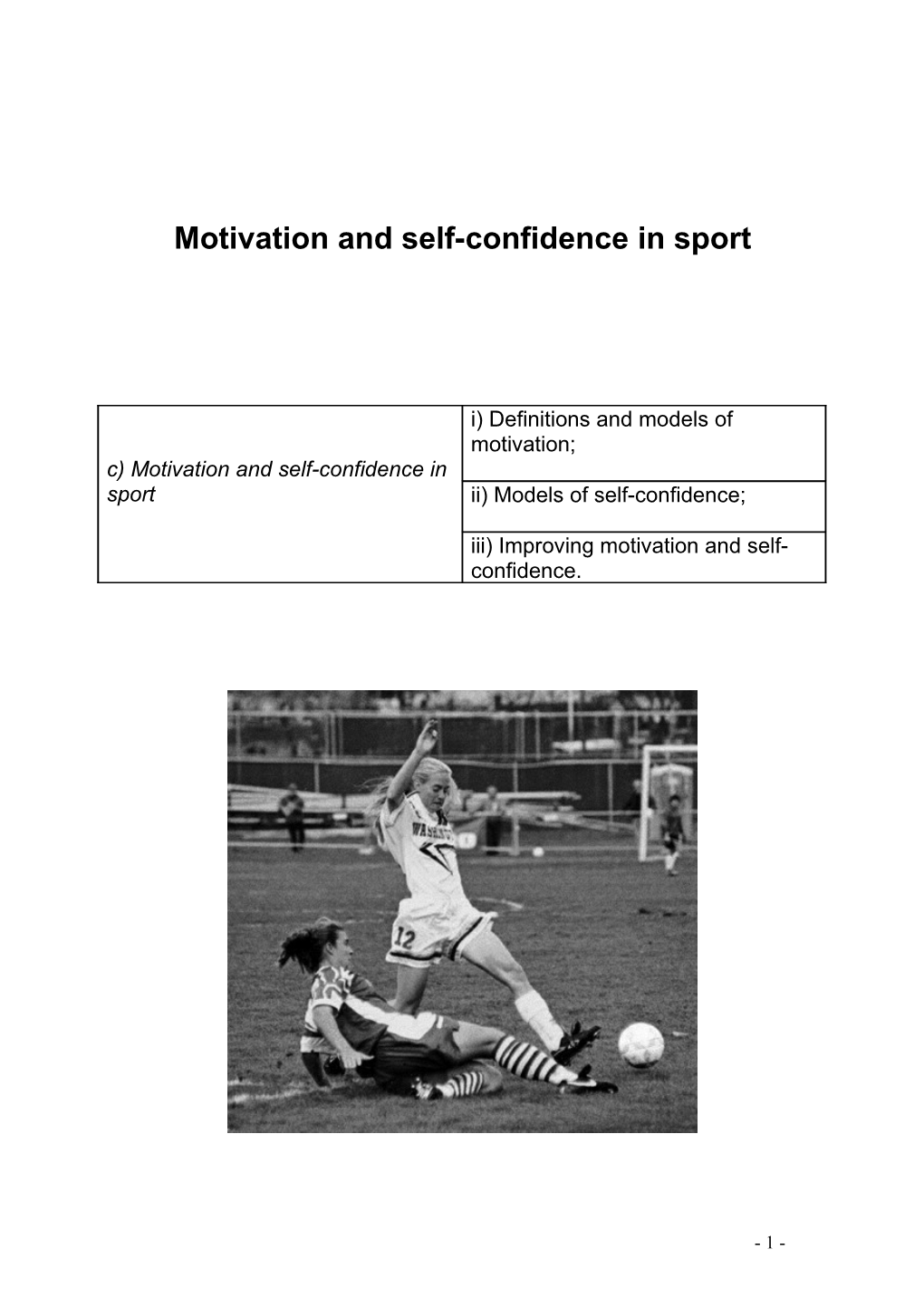 Motivation and Self-Confidence in Sport