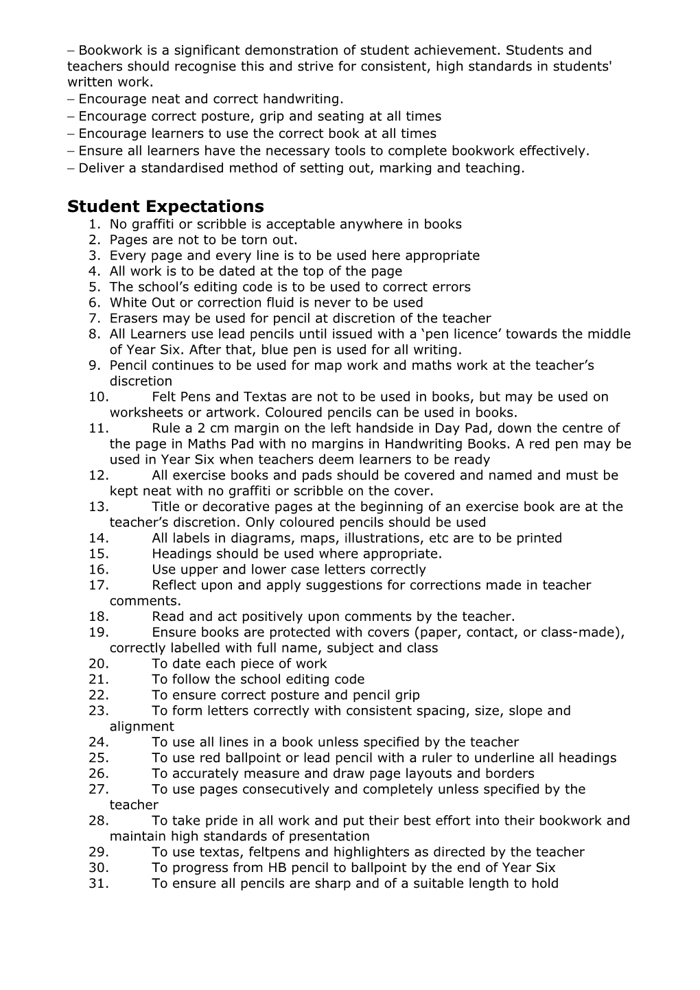 HATTON VALE STATE SCHOOL Book Work Standards and Presentation Guidelines