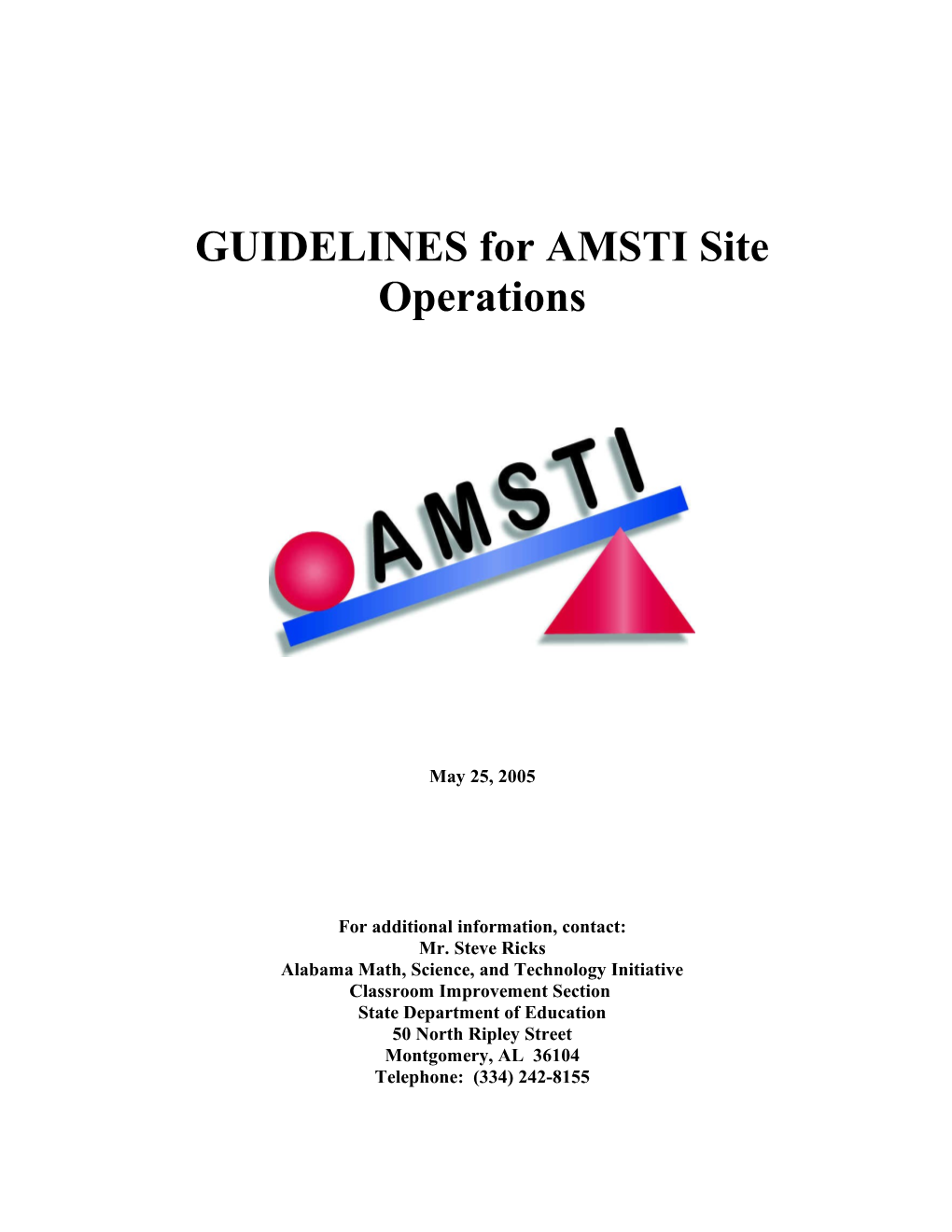 AMSTI Guidelines for AMSTI Site Operations