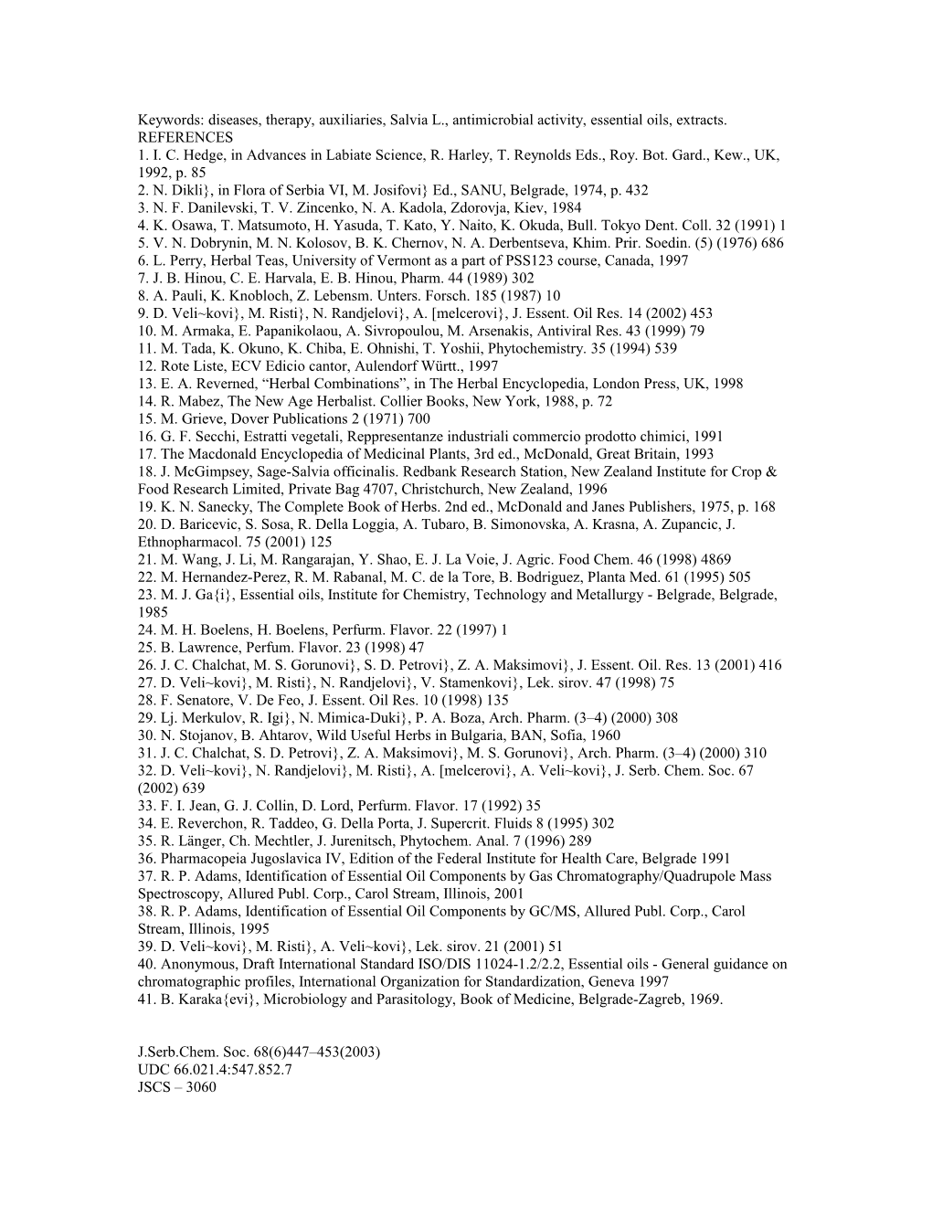J.Serb.Chem.Soc. Vol. 68, No. 6 (2003)