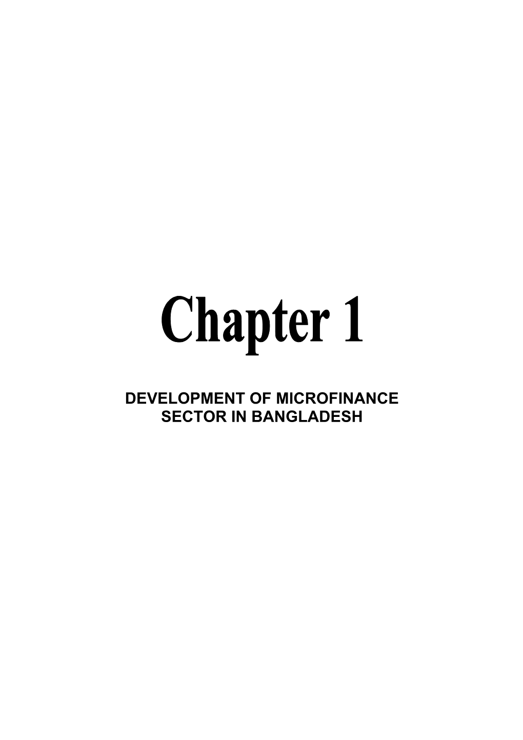 Development of Microfinance Sector in Bangladesh