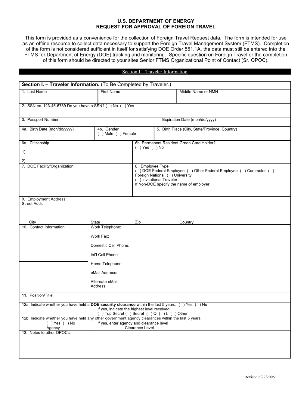 Foreign Travel Template