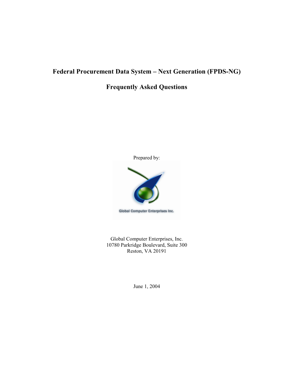 FPDS-NG Contingency Plan