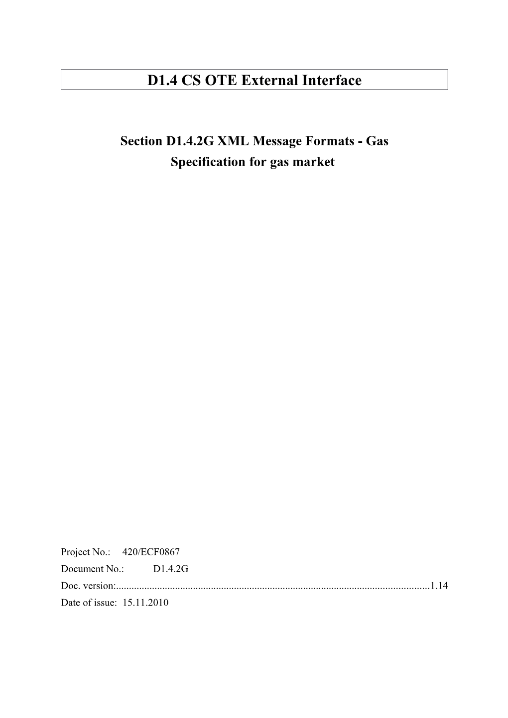 Section D1.4.2G XML Message Formats - Gas