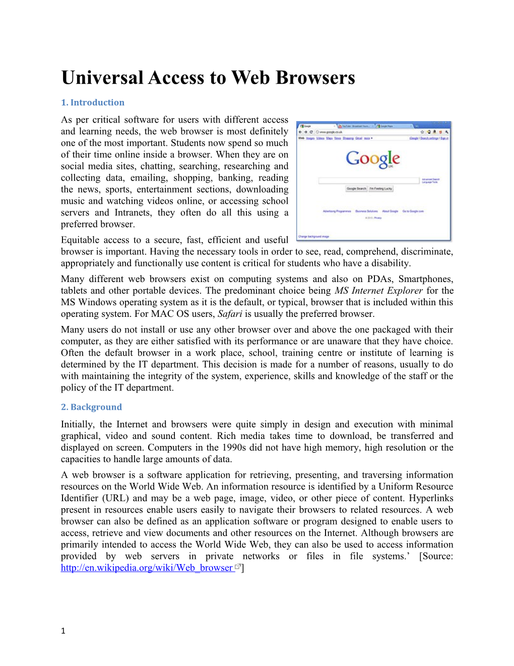 Universal Access to Web Browsers