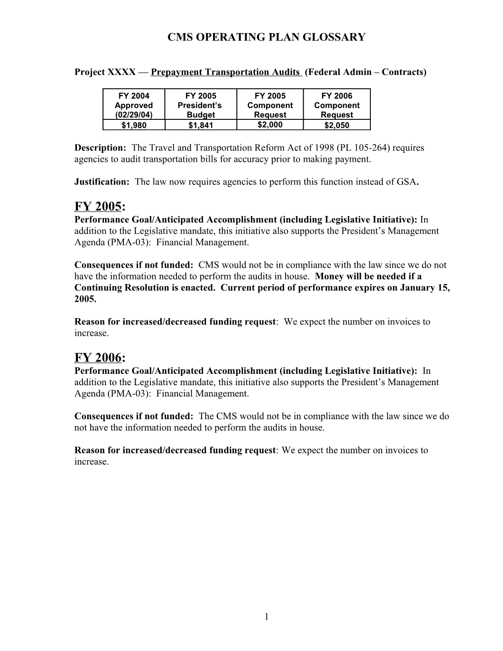 Fy 2004 Operating Plan Redesign