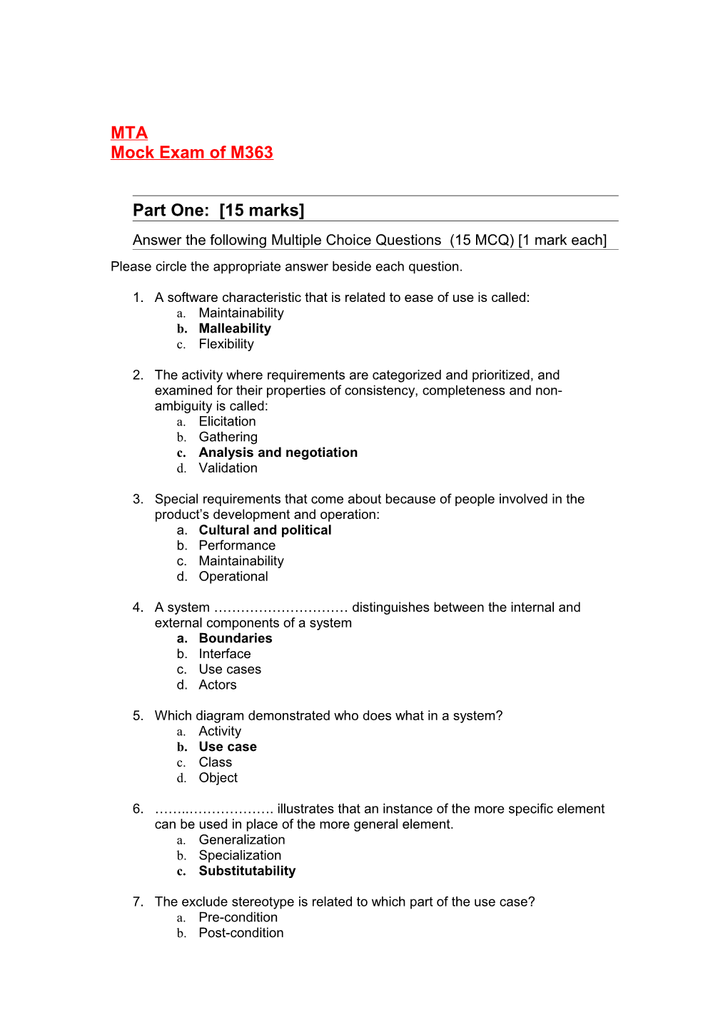 Mock Exam of M363