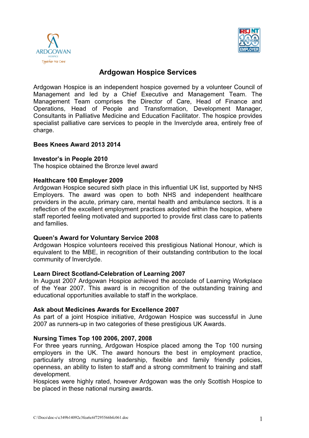 Ardgowan Hospice Services