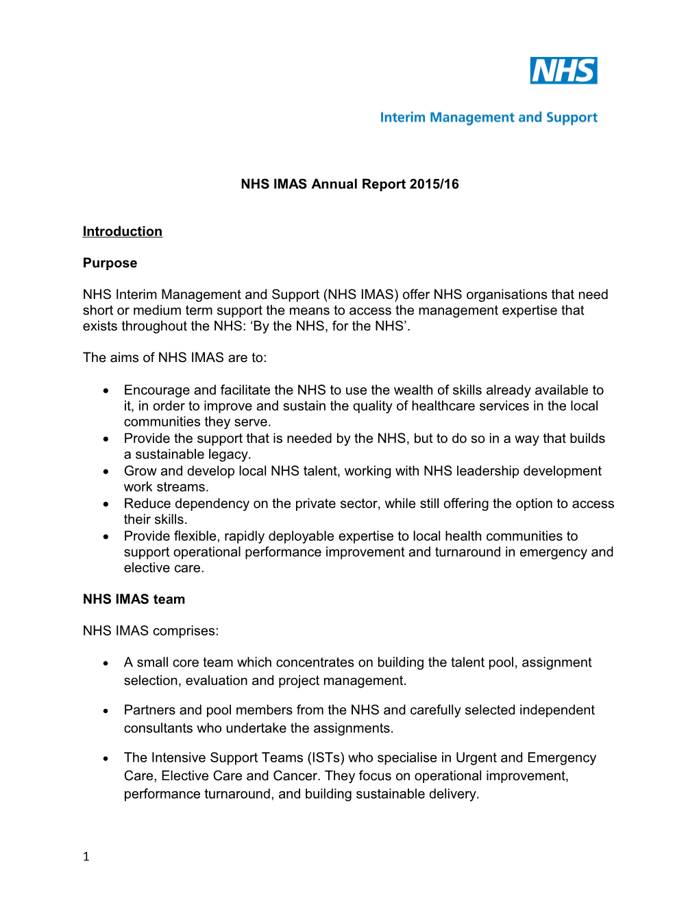 NHS IMAS Annual Report 2012/13