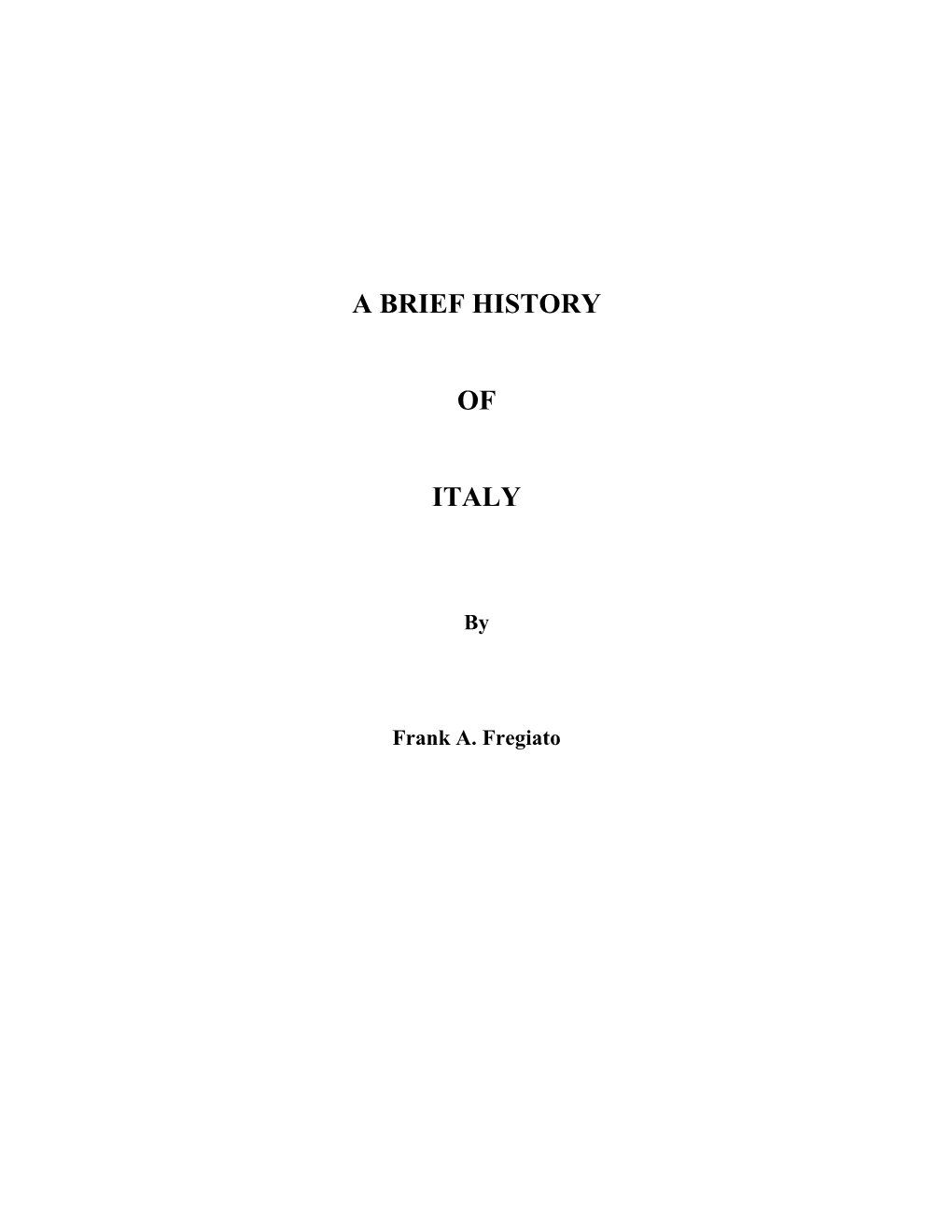 A Brief History of Italy