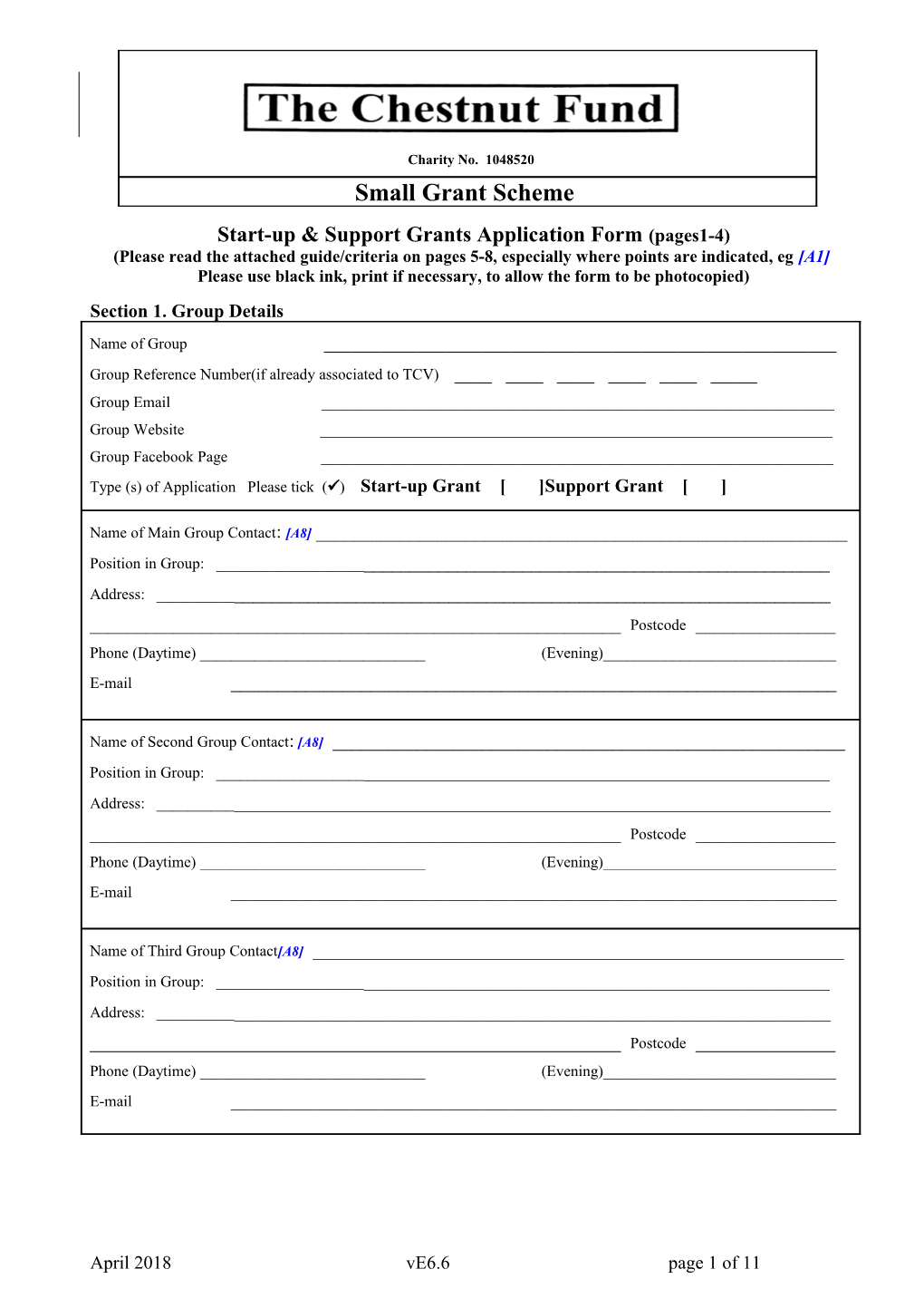 Start-Up & Support Grants Application Form(Pages1-4)