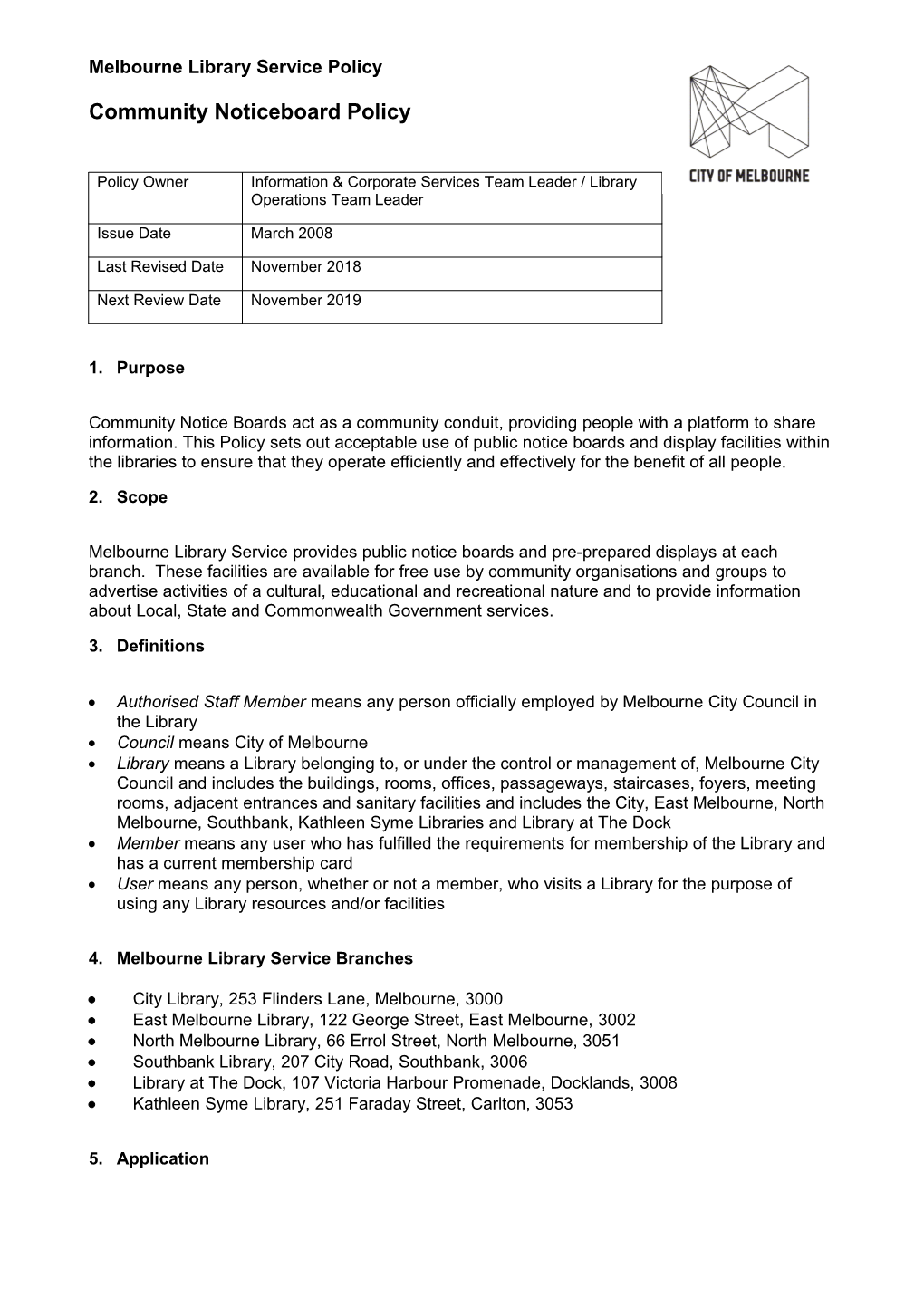 Community Notice Board and Display Facilities Policy