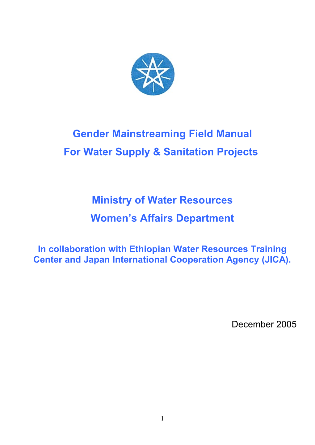 Gender Mainstreaming Field Manual