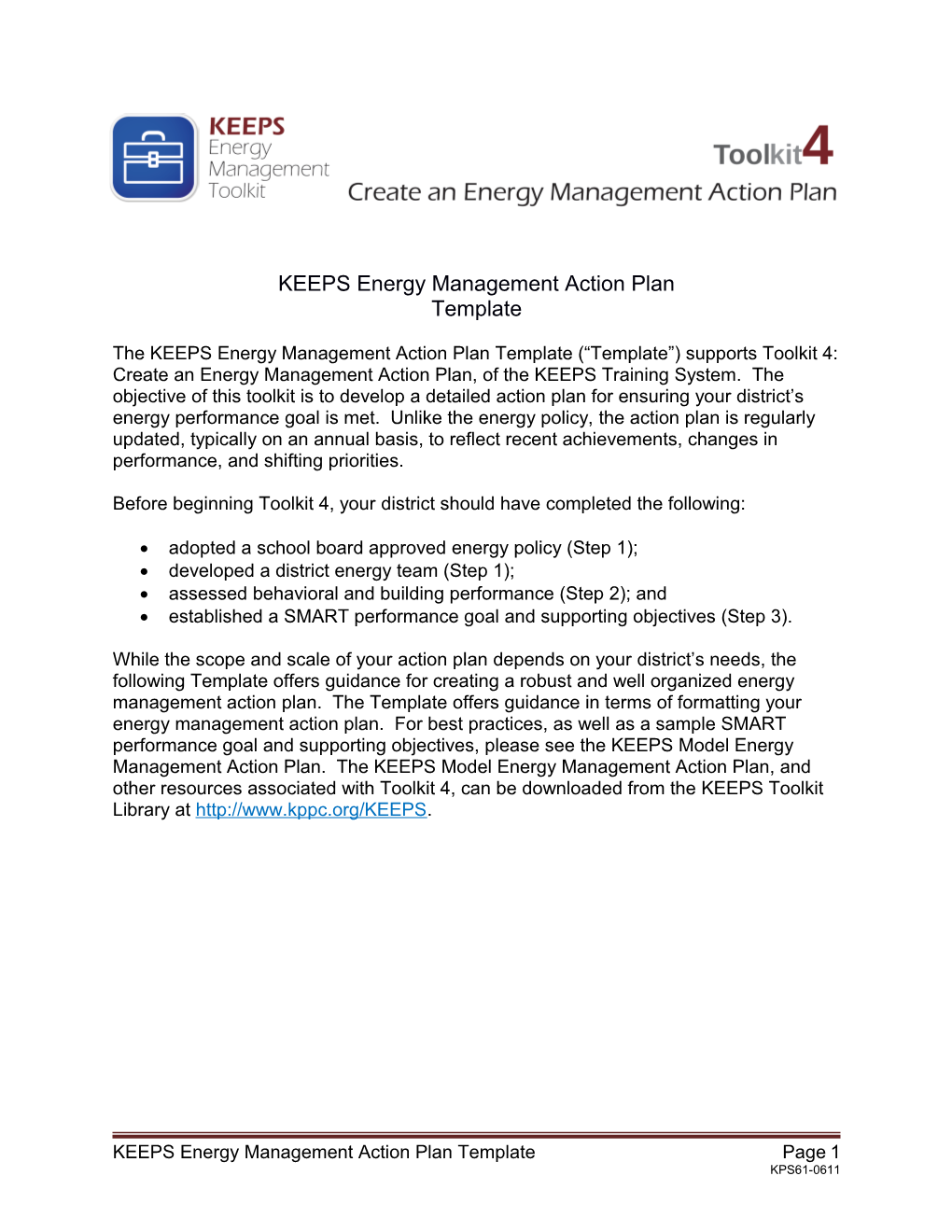 KEEPS Energy Management Action Plan TEMPLATE