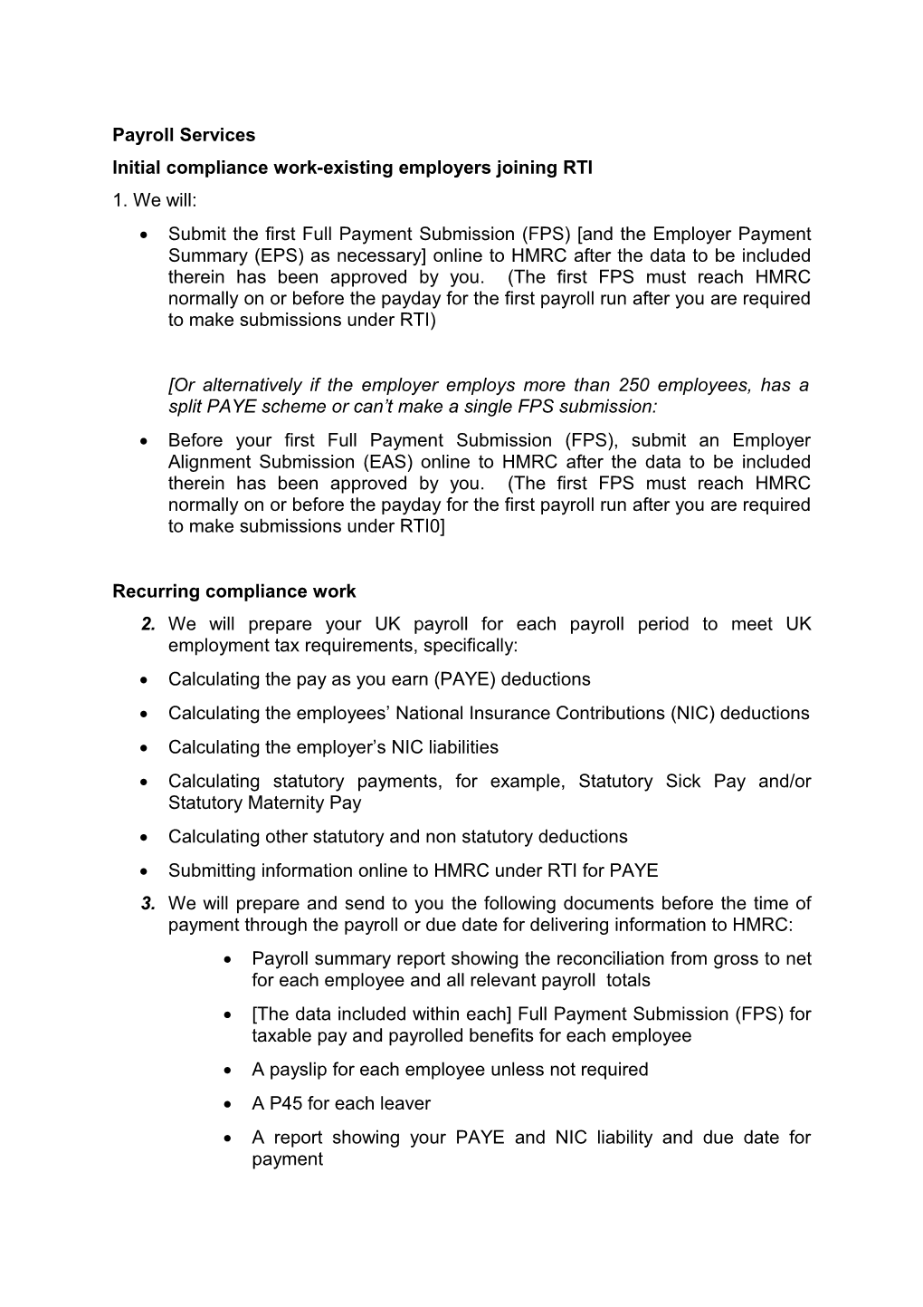 Initial Compliance Work-Existing Employers Joining RTI