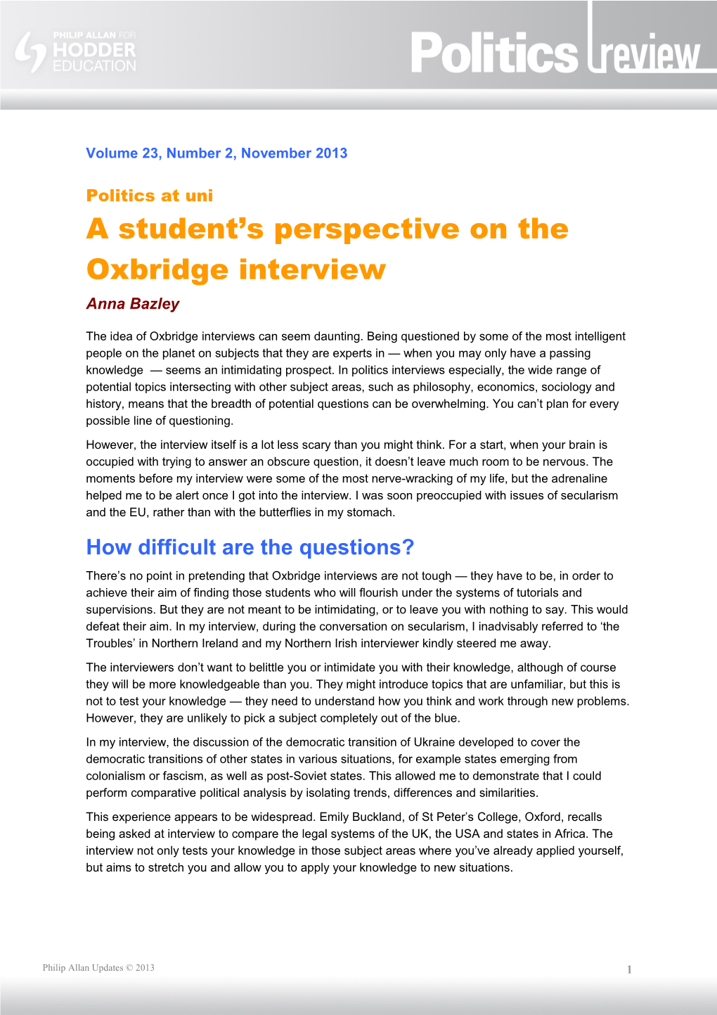 A Student S Perspective on the Oxbridge Interview