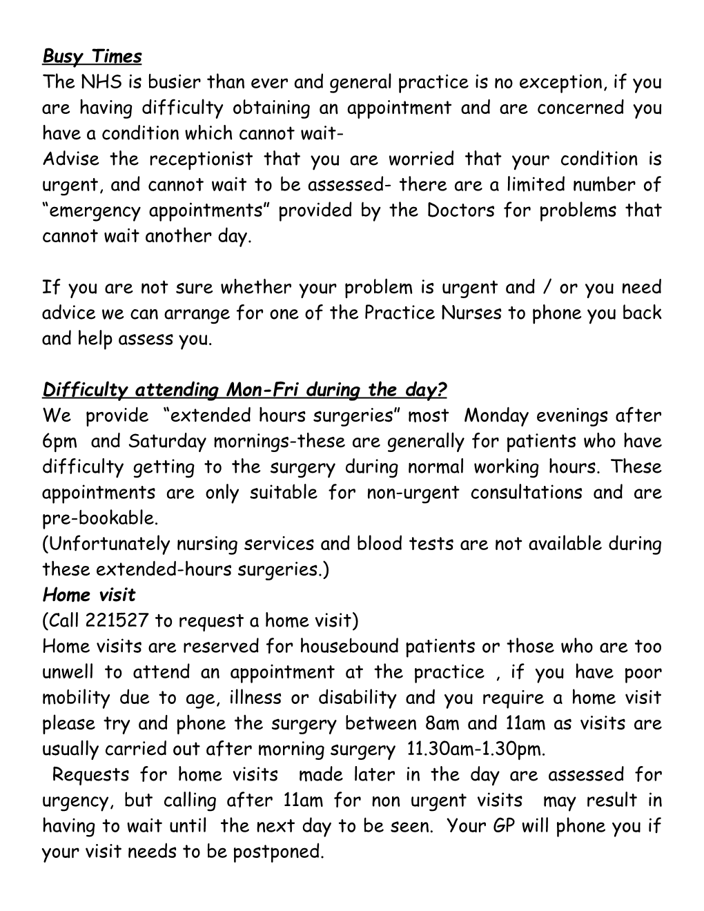 Nethergate Medical Centre - Appointments