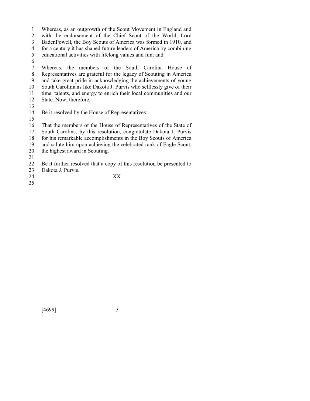 2013-2014 Bill 4699: Dakota J. Purvis - South Carolina Legislature Online