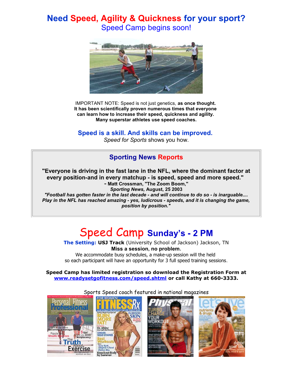 Need Speed, Agility & Quicknessfor Your Sport? Speed Camp Begins Soon!