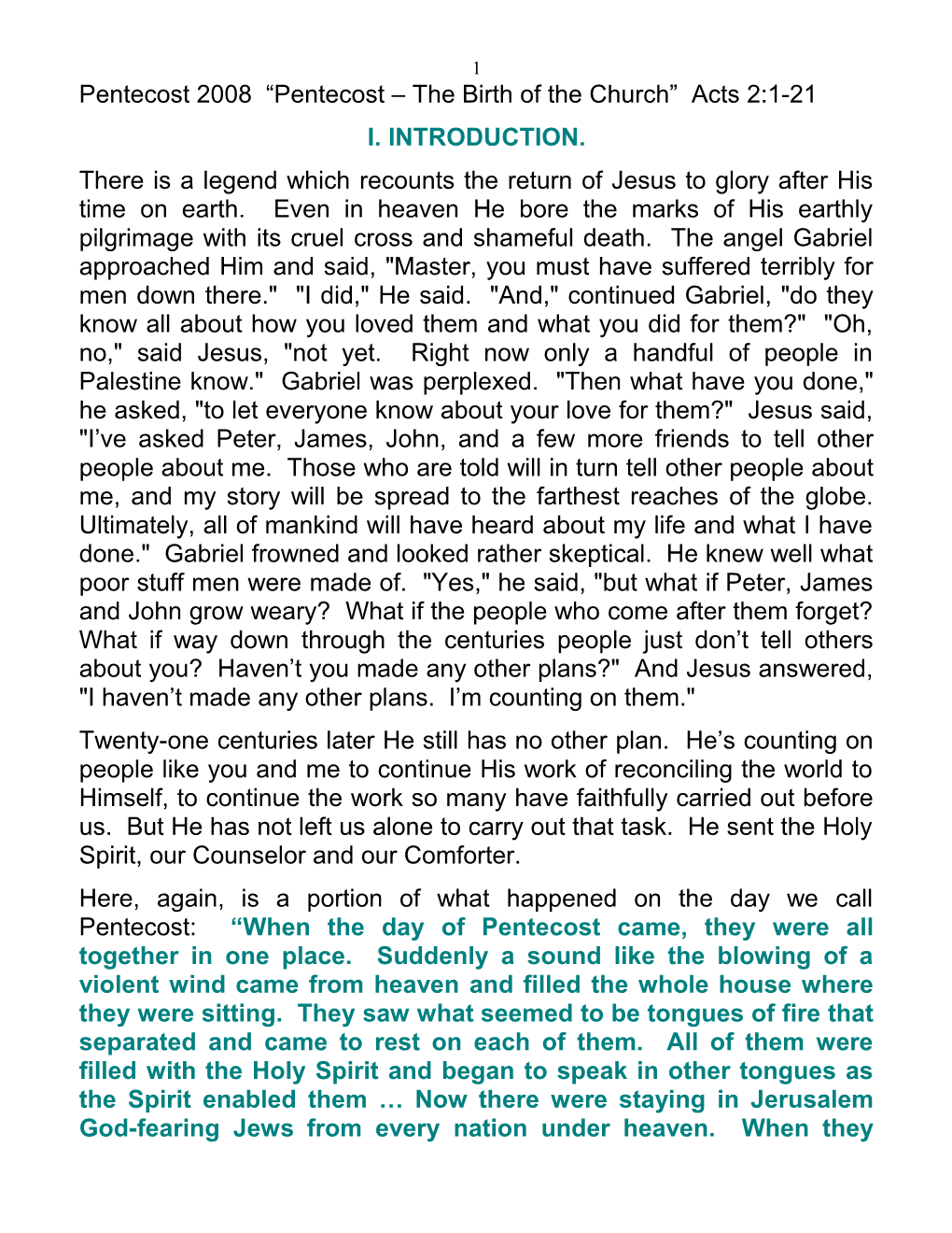 Pentecost 2008 Pentecost the Birth of the Church Acts 2:1-21