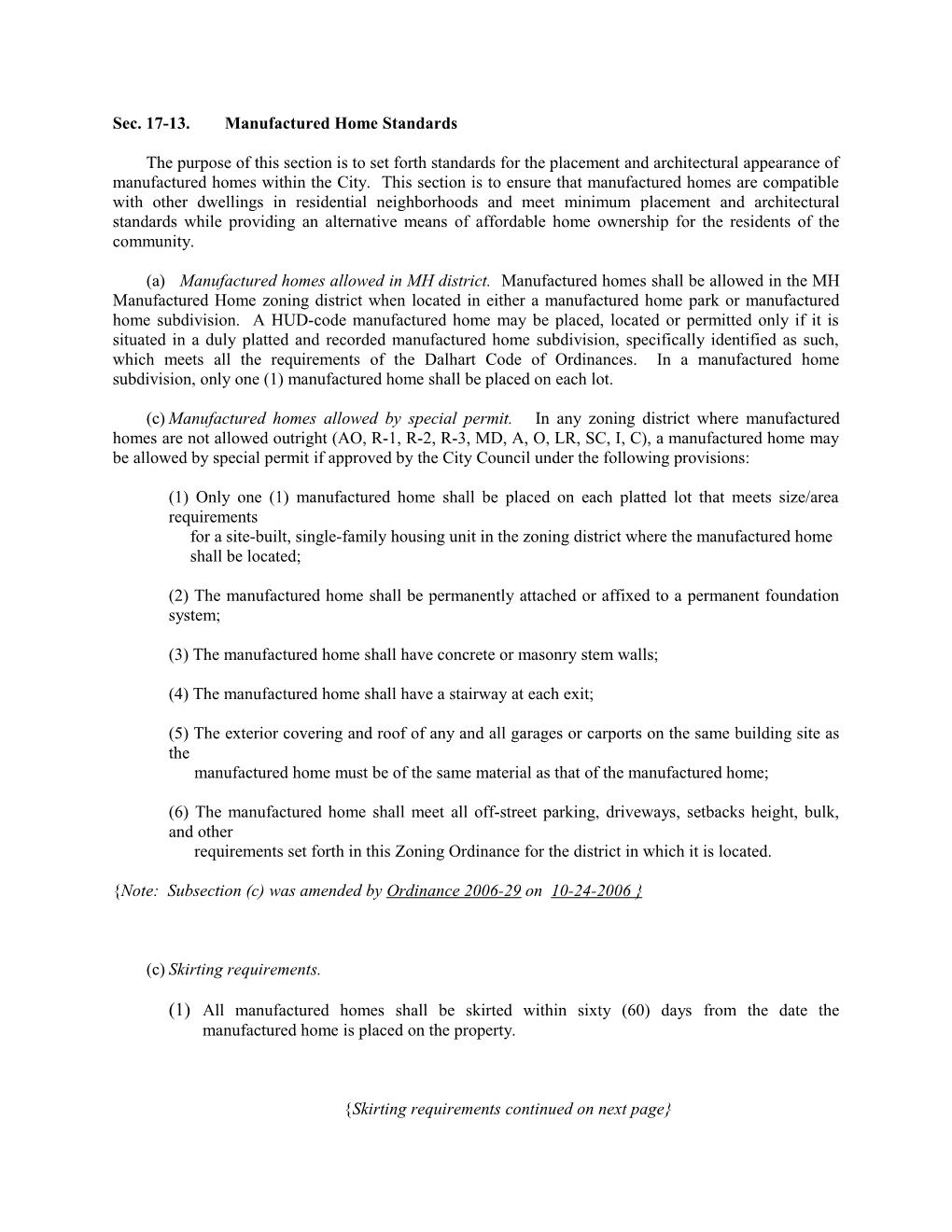 Sec. 17-13.Manufactured Home Standards