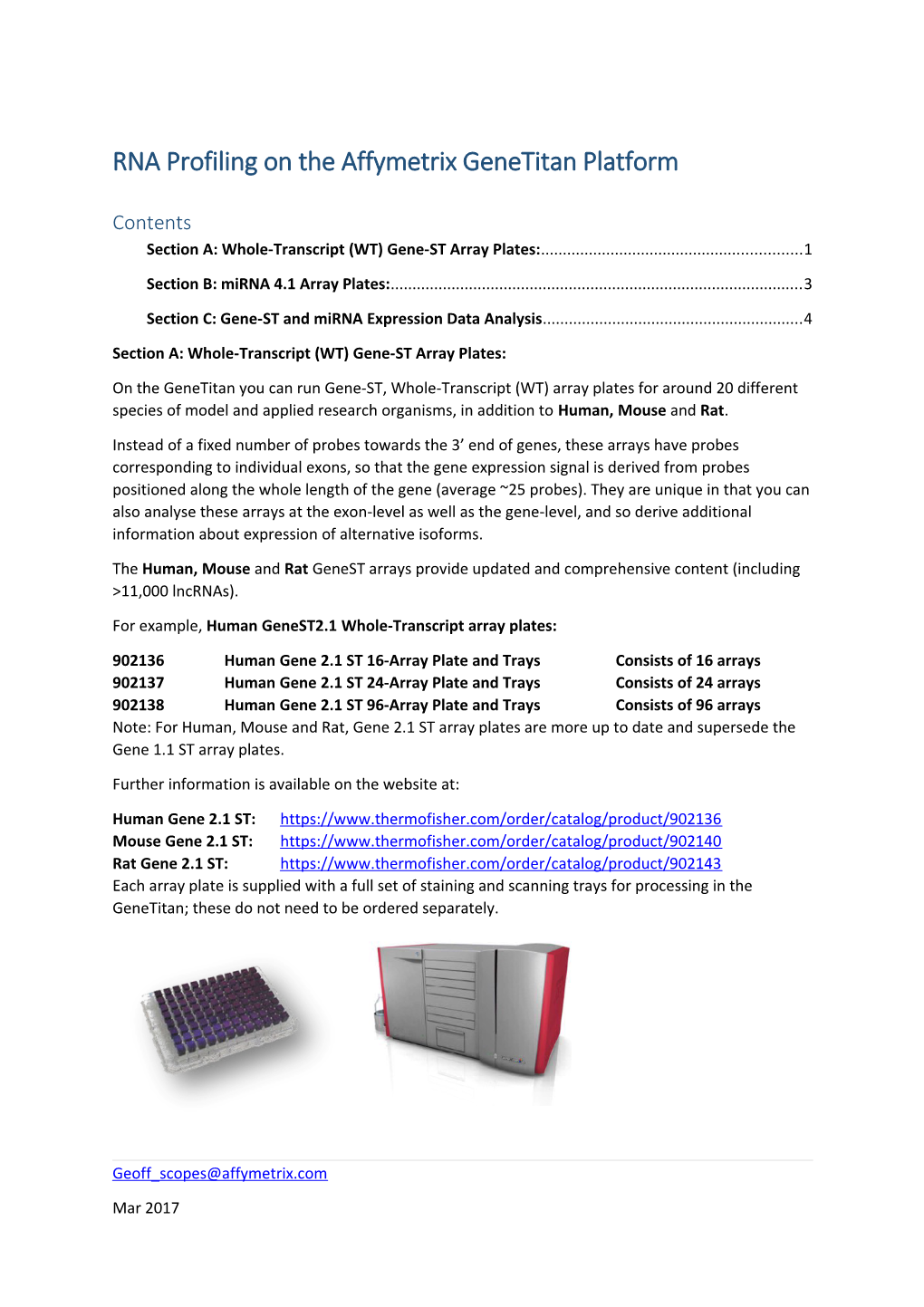 RNA Profiling on the Affymetrix Genetitan Platform