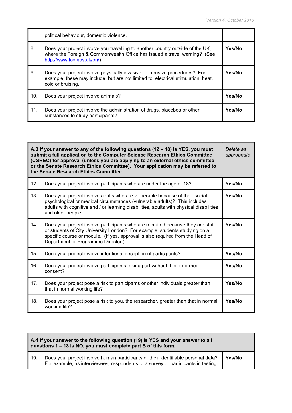 Research Ethics Checklist Form