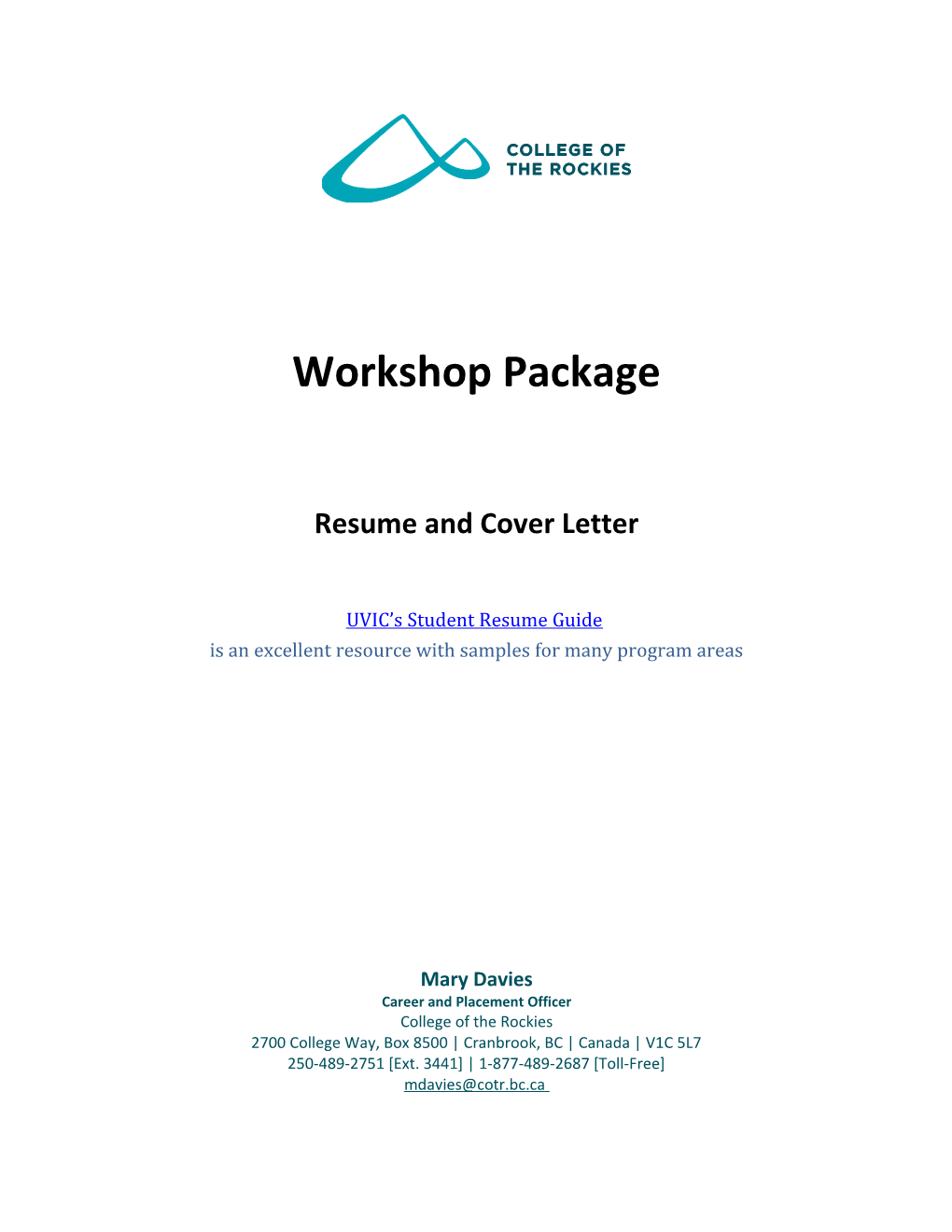 Resume and Cover Letter