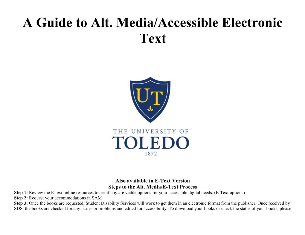 A Guide to Alt. Media/Accessible Electronic Text