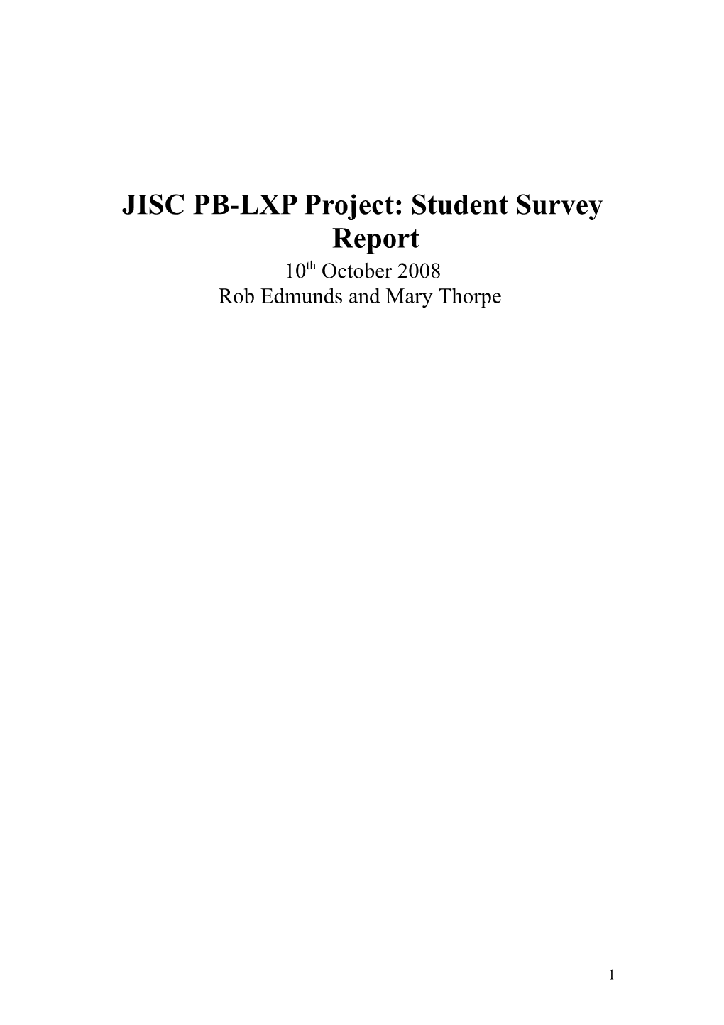 JISC PB-LXP Project: Student Survey Report