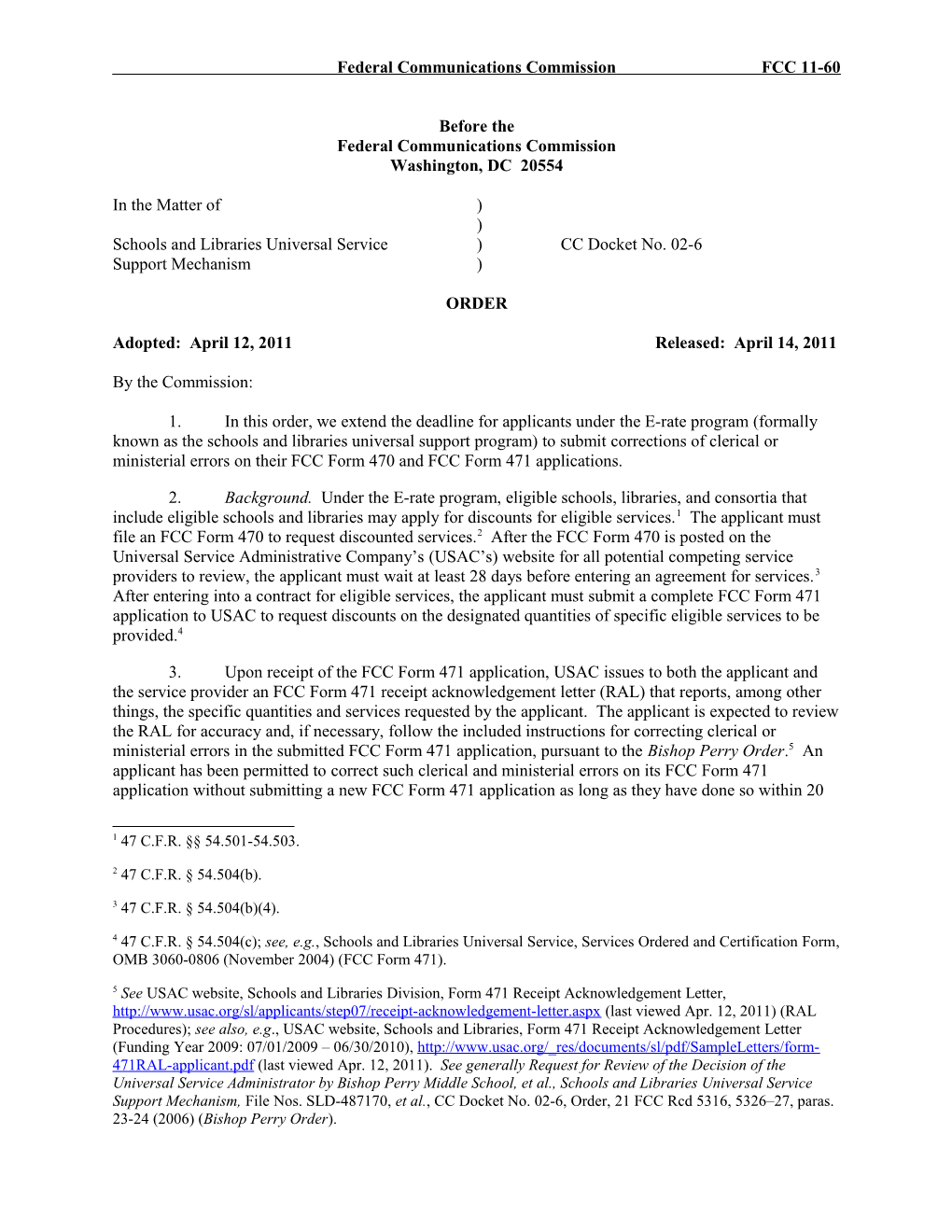 Federal Communications Commission FCC 11-60